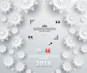 2016 Christmas paper snowflake background vector 05