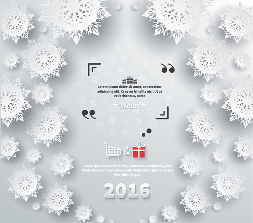 2016 Christmas paper snowflake background vector 05