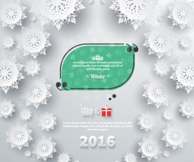 2016 Christmas paper snowflake background vector 06