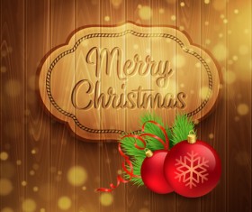 2016 Christmas wooden background vectors 11
