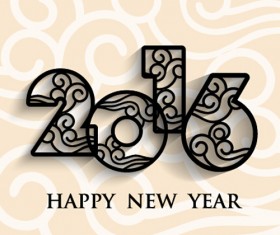 2016 Happy new year black text vector