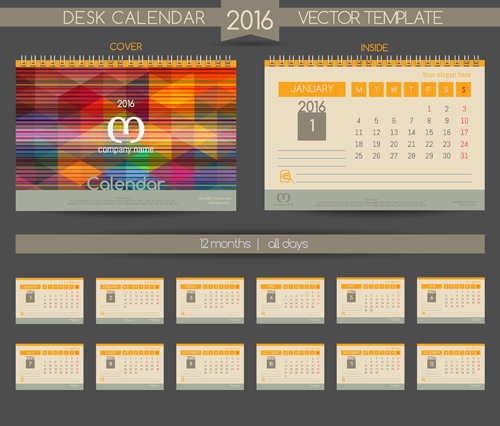 2016 New year desk calendar vector material 101