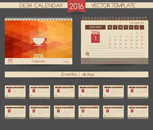 2016 New year desk calendar vector material 103