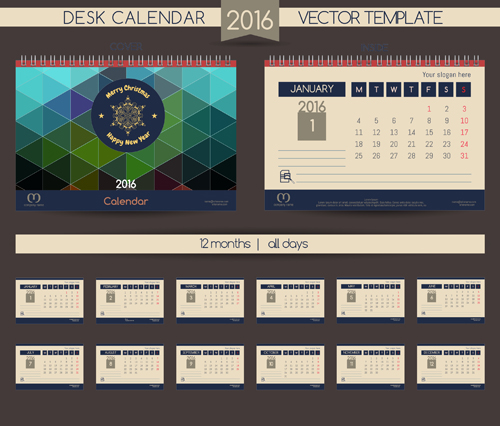 2016 New year desk calendar vector material 105