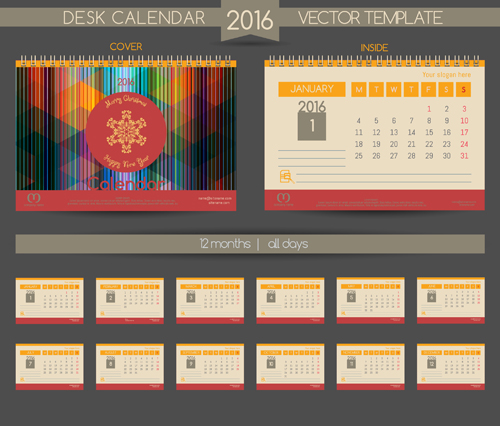 2016 New year desk calendar vector material 107
