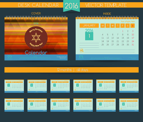 2016 New year desk calendar vector material 108