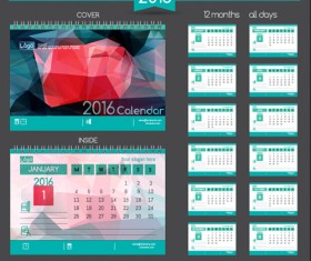 2016 New year desk calendar vector material 111