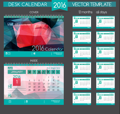 2016 New year desk calendar vector material 111