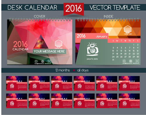 2016 New year desk calendar vector material 113