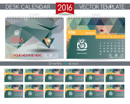 2016 New year desk calendar vector material 115