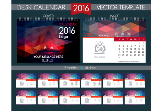 2016 New year desk calendar vector material 116