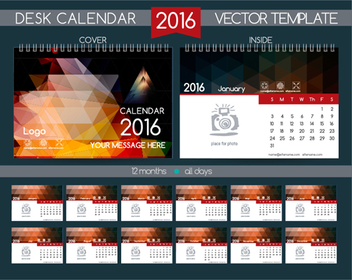 2016 New year desk calendar vector material 117