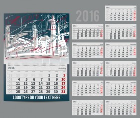2016 New year desk calendar vector material 119