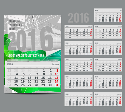 2016 New year desk calendar vector material 120