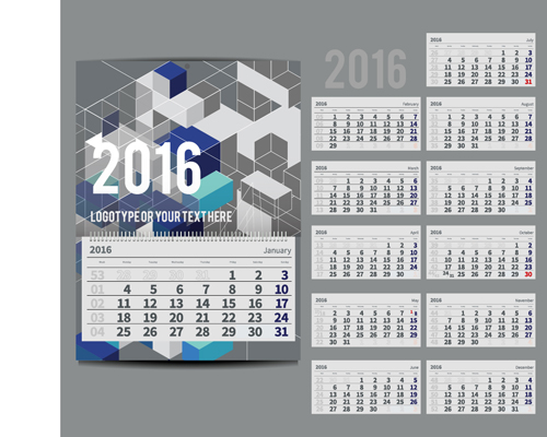 2016 New year desk calendar vector material 121