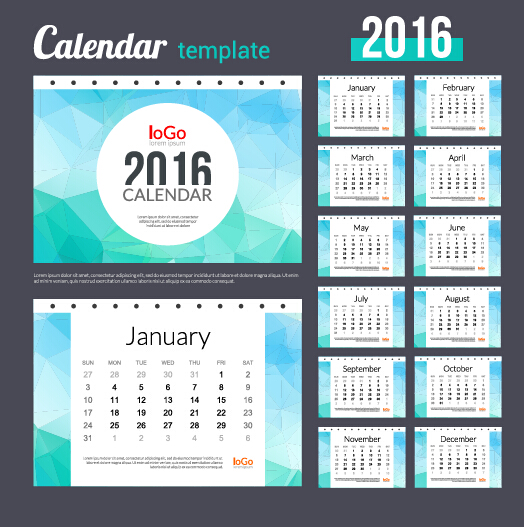 2016 New year desk calendar vector material 58