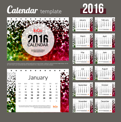 2016 New year desk calendar vector material 59