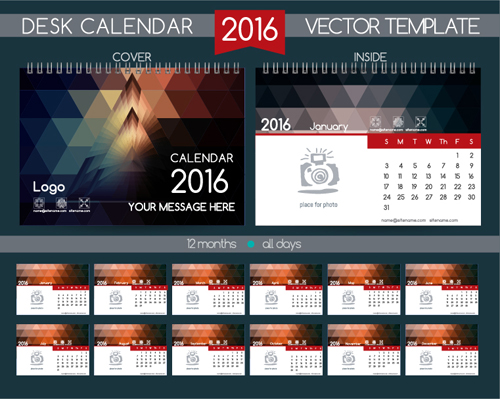 2016 New year desk calendar vector material 60