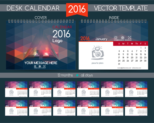 2016 New year desk calendar vector material 61