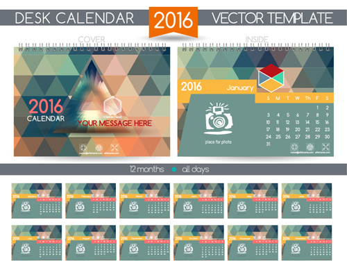 2016 New year desk calendar vector material 65