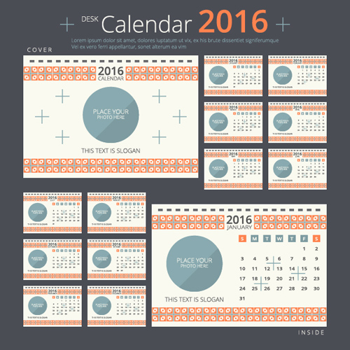 2016 New year desk calendar vector material 66