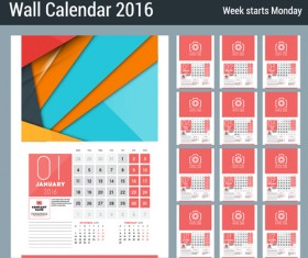 2016 New year desk calendar vector material 68