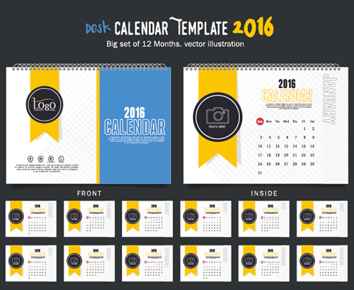 2016 New year desk calendar vector material 70