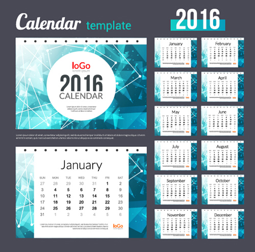 2016 New year desk calendar vector material 71