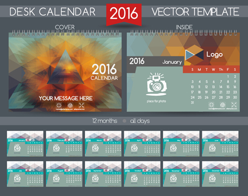 2016 New year desk calendar vector material 74