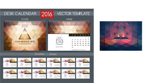 2016 New year desk calendar vector material 76