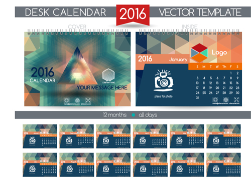 2016 New year desk calendar vector material 78