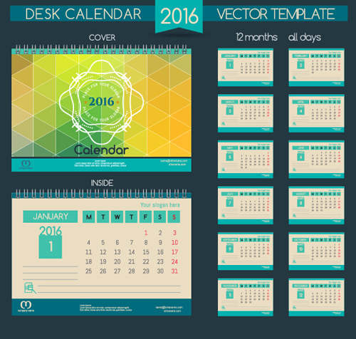 2016 New year desk calendar vector material 79