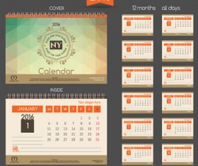 2016 New year desk calendar vector material 80