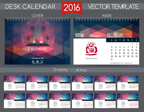 2016 New year desk calendar vector material 81