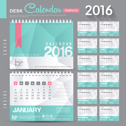 2016 New year desk calendar vector material 82