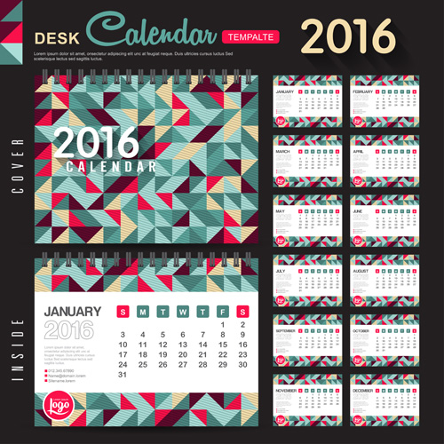 2016 New year desk calendar vector material 85