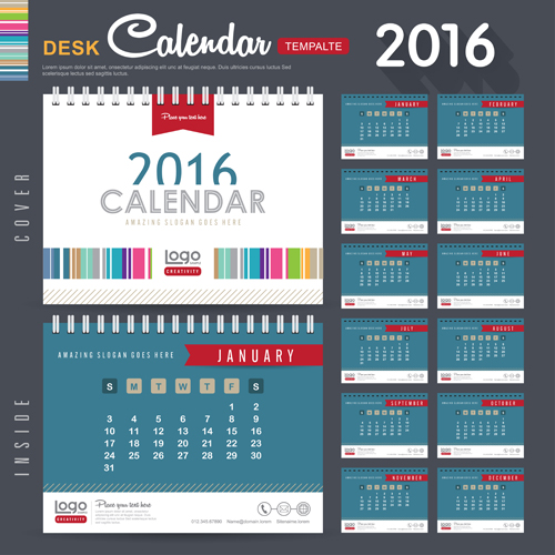 2016 New year desk calendar vector material 88