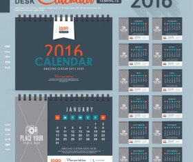 2016 New year desk calendar vector material 89