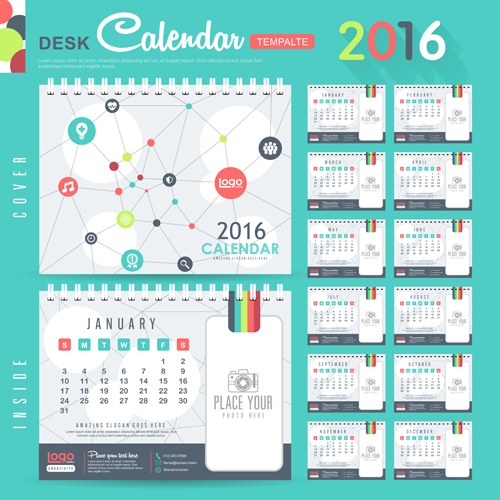 2016 New year desk calendar vector material 90