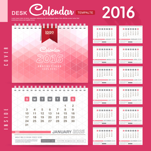 2016 New year desk calendar vector material 92