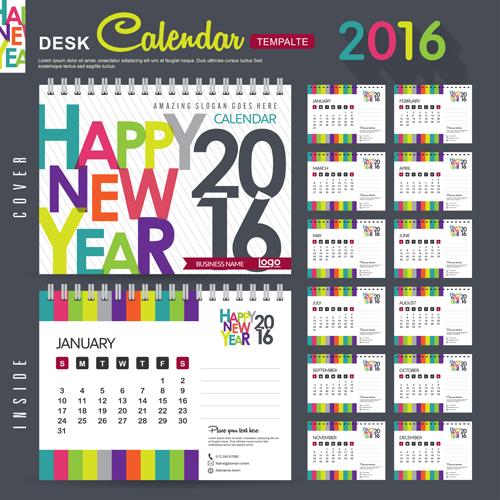 2016 New year desk calendar vector material 94