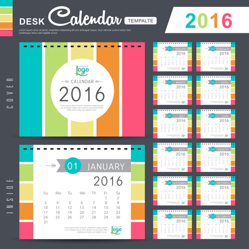 2016 New year desk calendar vector material 99