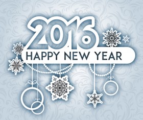 2016 New year with christmas baubles vectors material