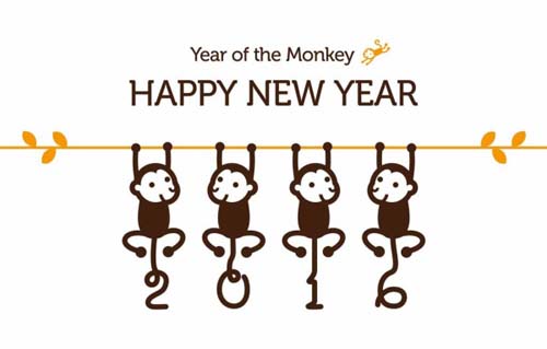 2016 Year of the monkey greeting cards vector