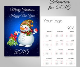 2016 calendars with christmas cards vector set 01
