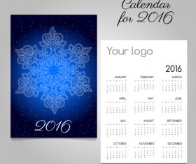 2016 calendars with christmas cards vector set 02