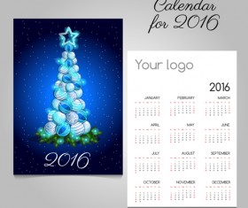 2016 calendars with christmas cards vector set 03