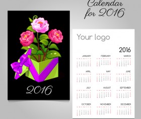 2016 calendars with christmas cards vector set 06
