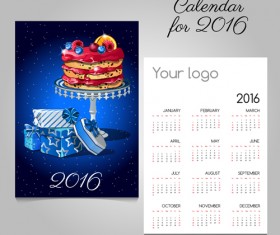 2016 calendars with christmas cards vector set 08