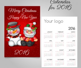 2016 calendars with christmas cards vector set 09